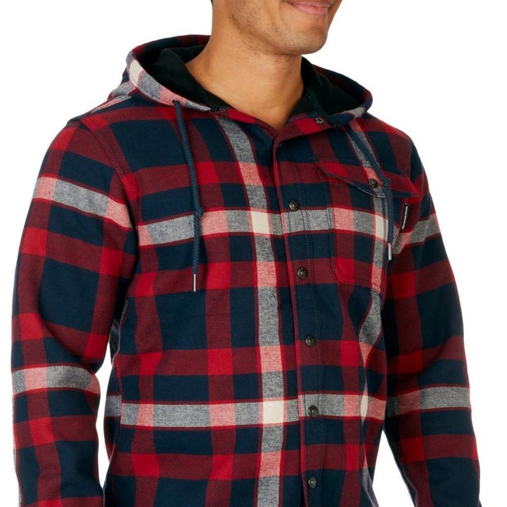 NEW Men's WOLVERINE Flannel Hoodie Jacket Shirt Duralock Shacket S Small